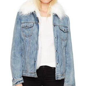Avec Les Filles Faux Fur Denim Jacket